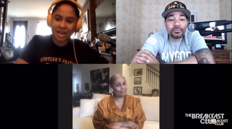 Dyana Williams being interviewed by The Breakfast Club's Angela Yee and DJ Envy